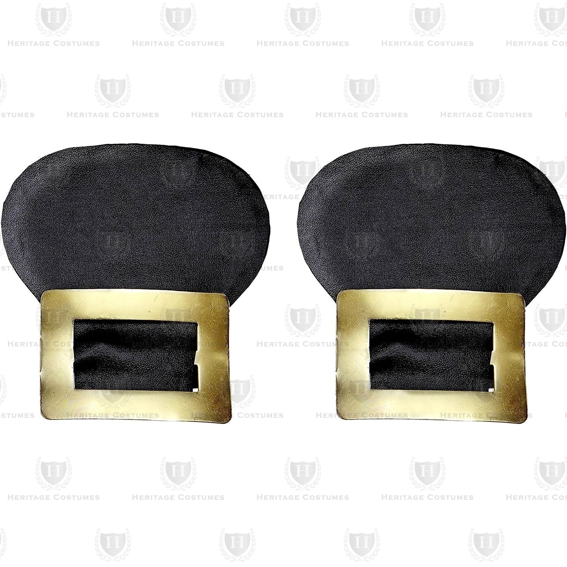 Gold shoe buckles – Historical colonial-style clip-on buckles, perfect for 17th and 18th-century reenactments, period costumes, and vintage footwear accessories.