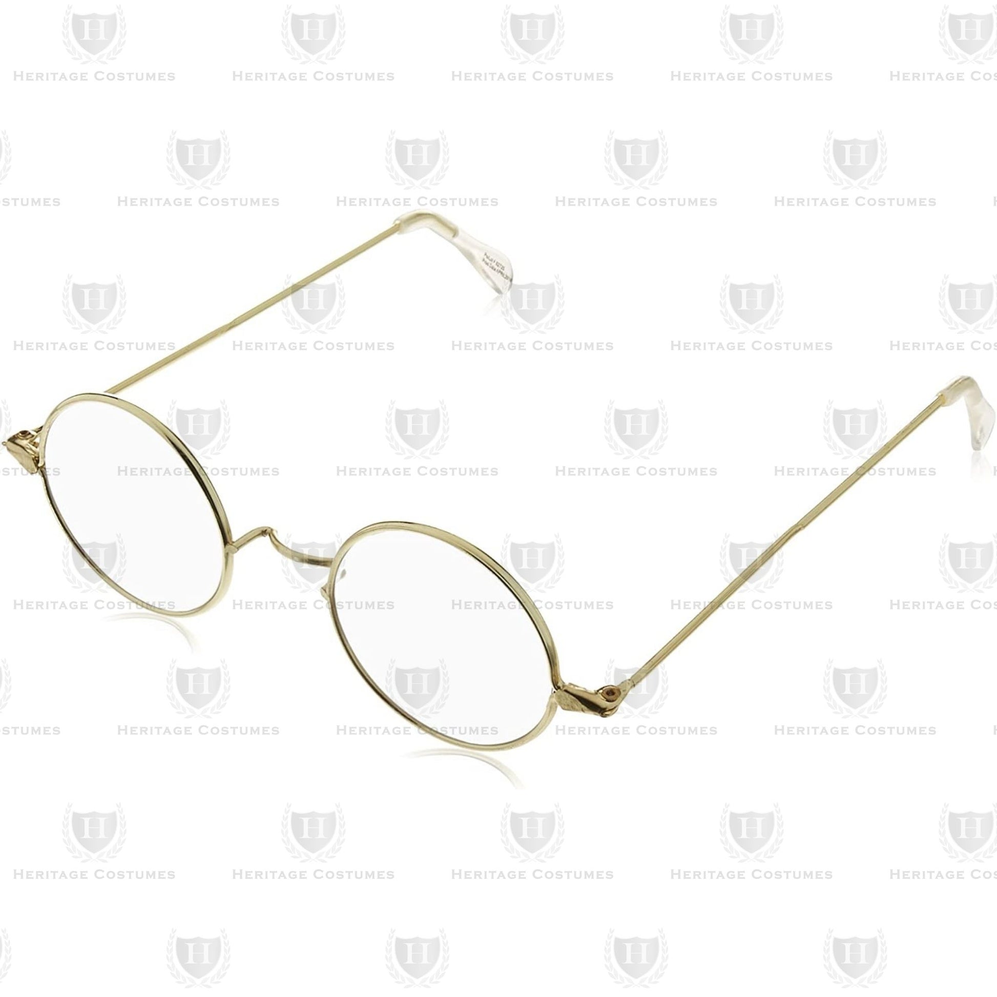 intage gold wire-framed round glasses – Classic 19th-century style eyewear for historical costumes, reenactments, and Susan B. Anthony outfits.