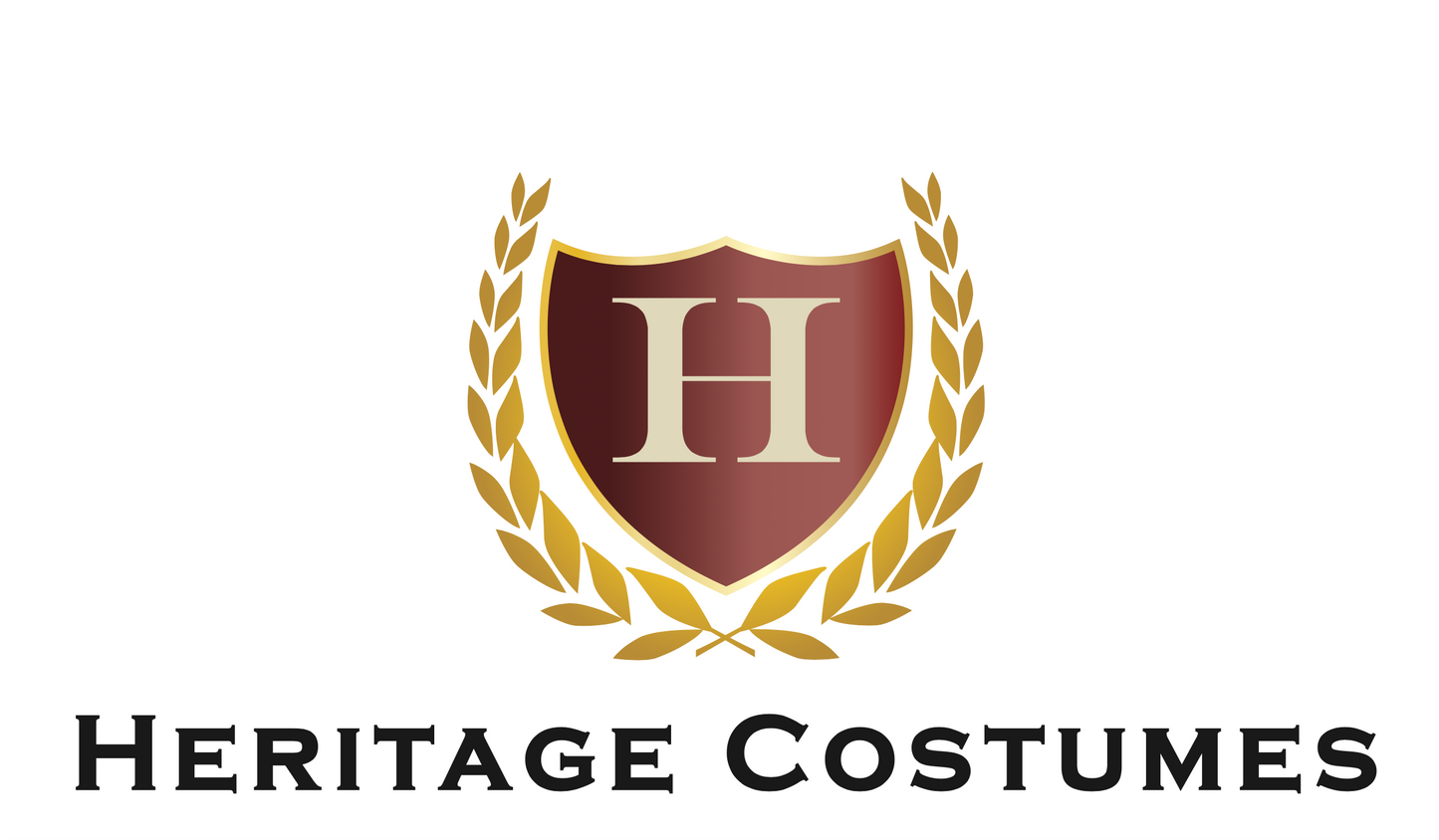 Heritage Costumes logo featuring a classic and historical-inspired design, representing high-quality period costumes for reenactments, theatrical performances, and themed events.