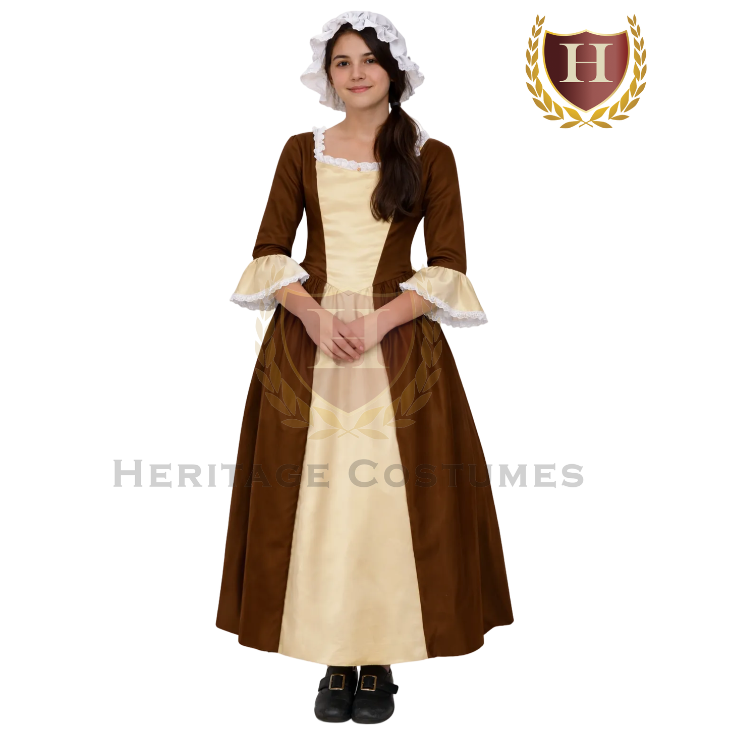 Mary Draper girls’ deluxe colonial dress costume.