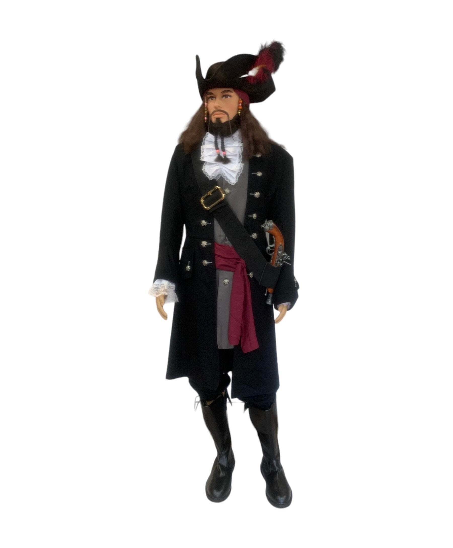 Men's Pirate Frock Coat, Buccaneer Captain's Jacket, Caribbean Pirate ...