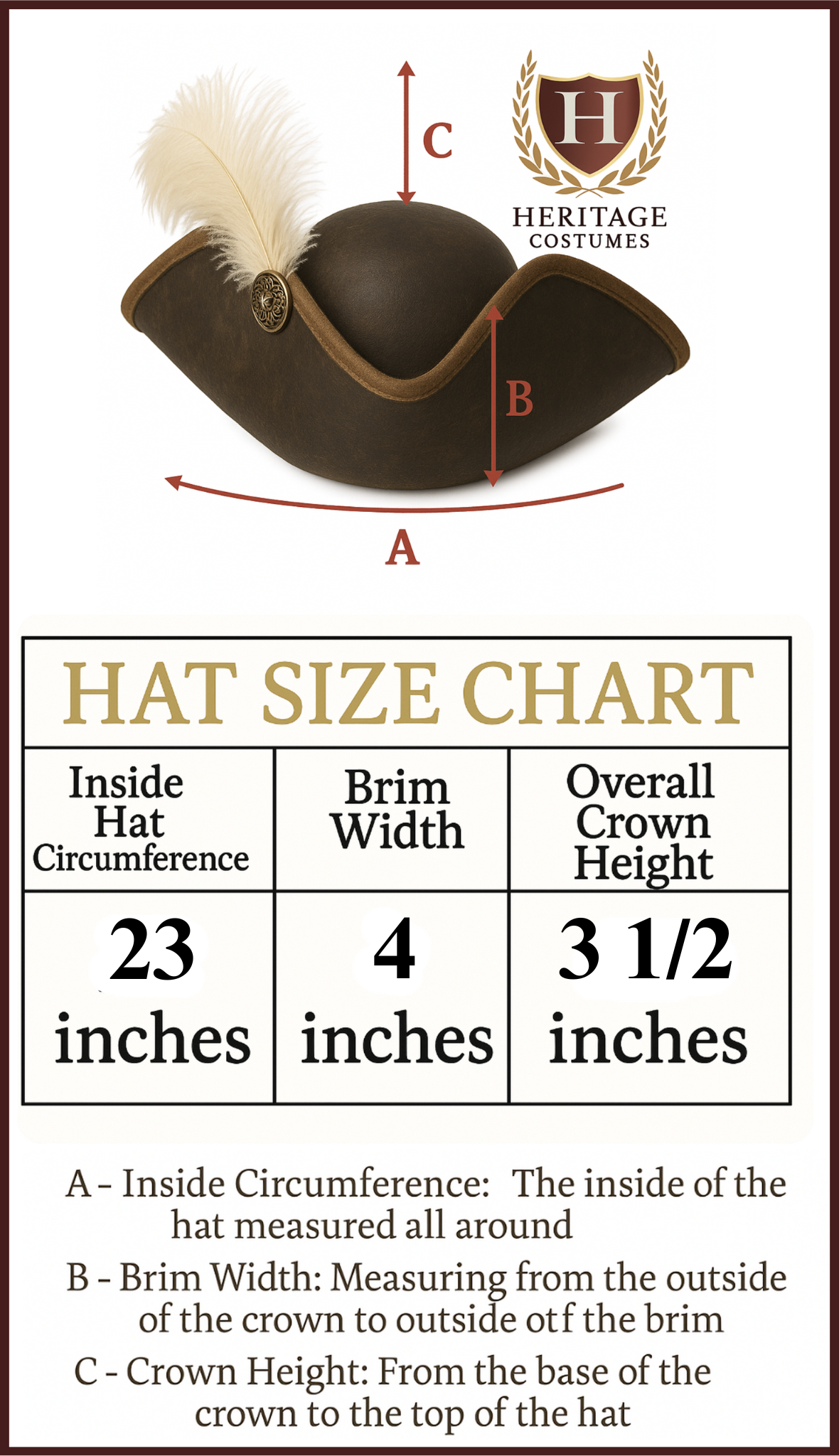 Child’s 18th-Century Tricorn Hat – Colonial & Revolutionary War Style in Heavy Felt