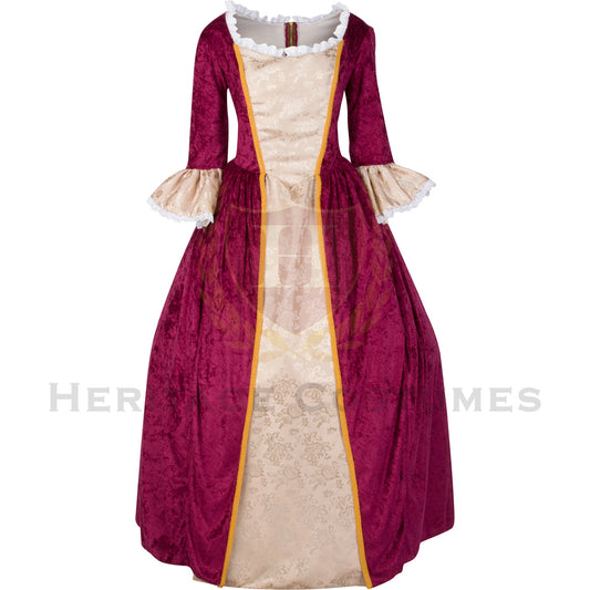 Women's  Velvet and Satin Jacquard Colonial Dress