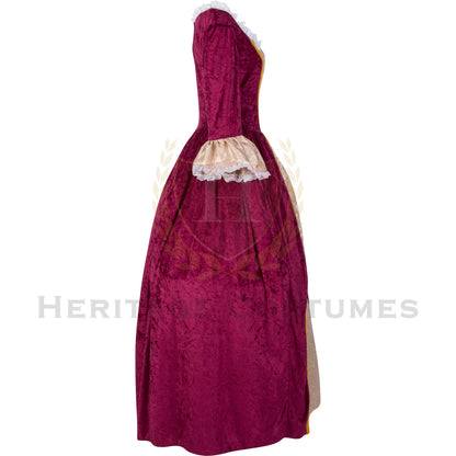 Women's  Velvet and Satin Jacquard Colonial Dress