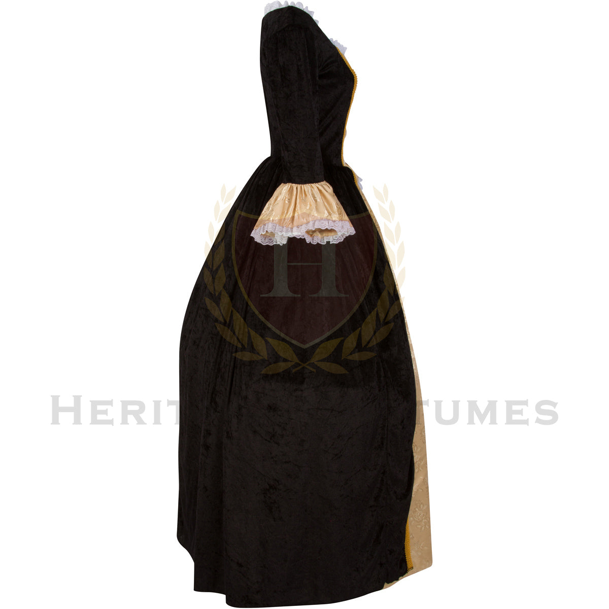 Women's  Velvet and Satin Jacquard Colonial Dress