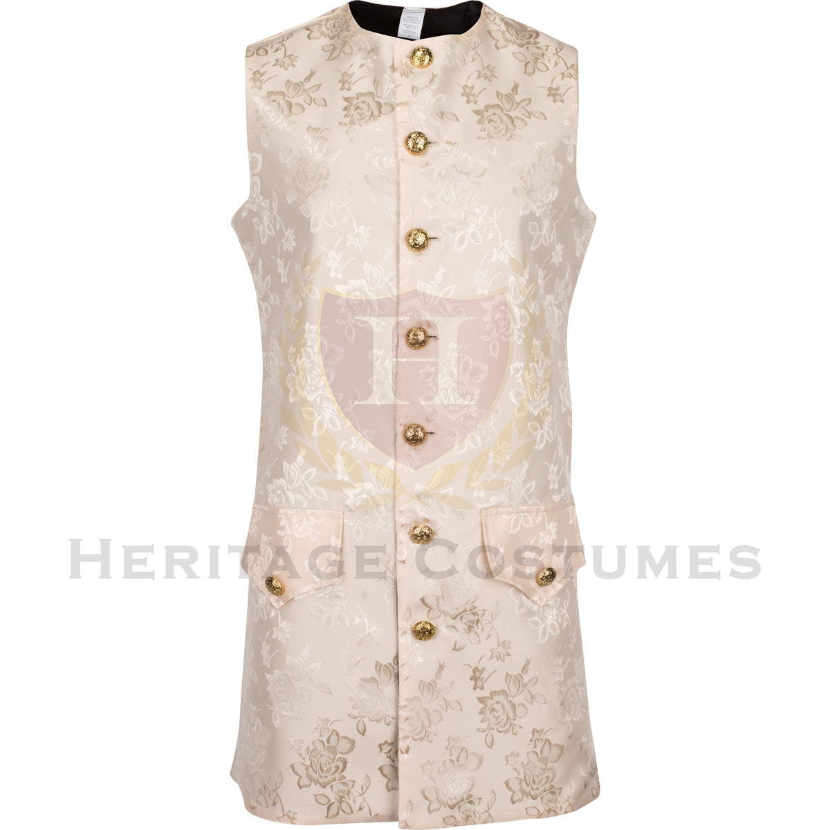 Men's Colonial Long Brocade Waistcoat, Colonial Period Gentleman's