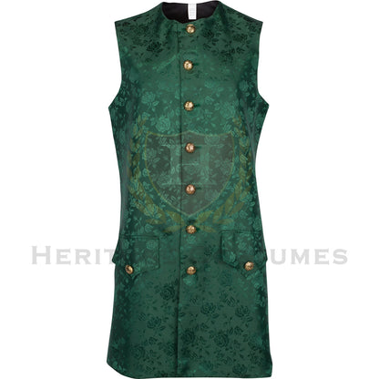 Men's Colonial Long Brocade Waistcoat, Colonial Period Gentleman’s Vest