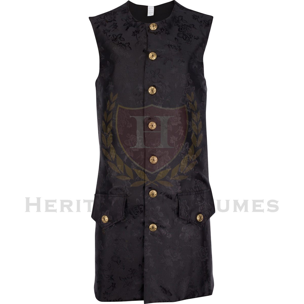 Men's Colonial Long Brocade Waistcoat, Colonial Period Gentleman’s Vest