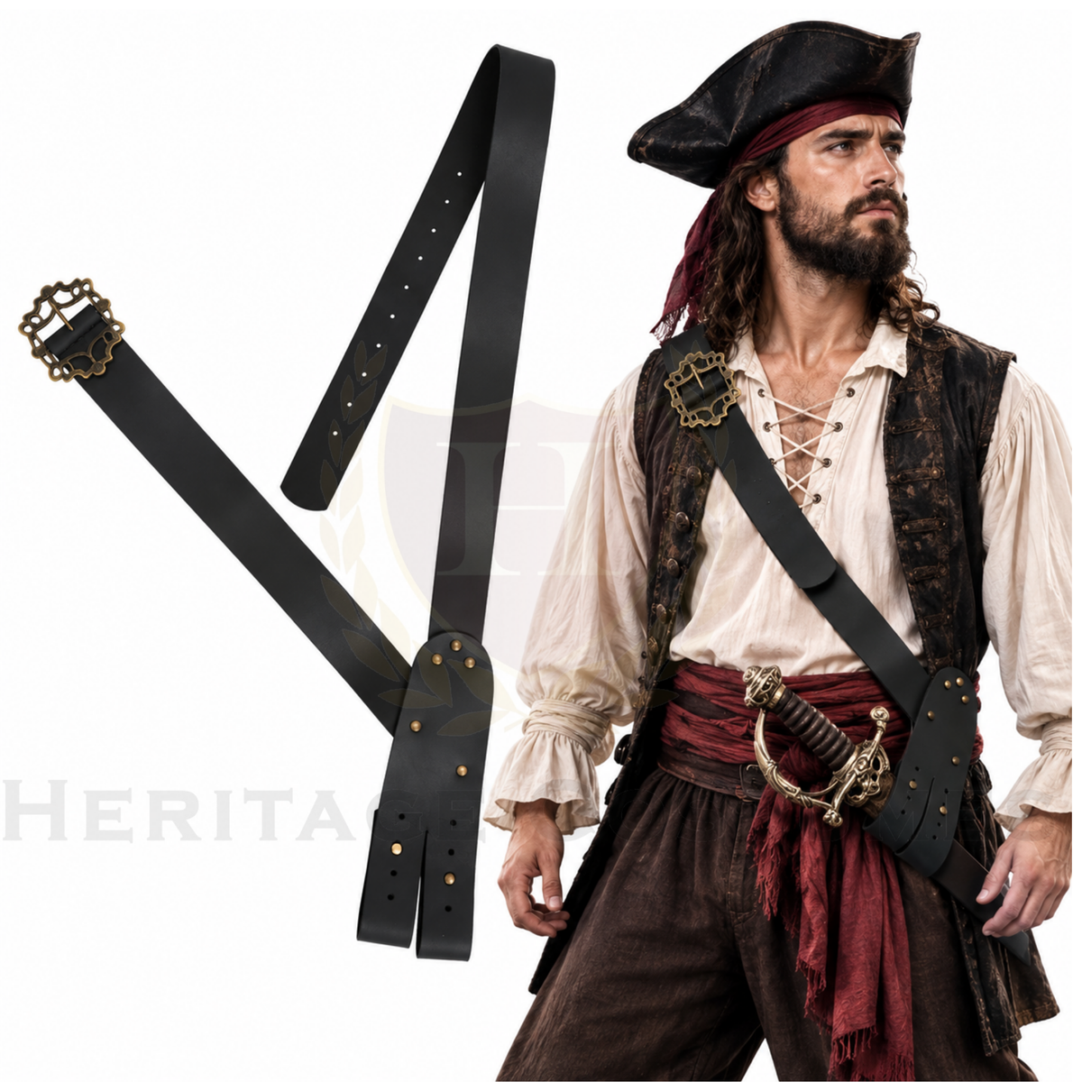 Pirate Leather Baldric Sword Belt