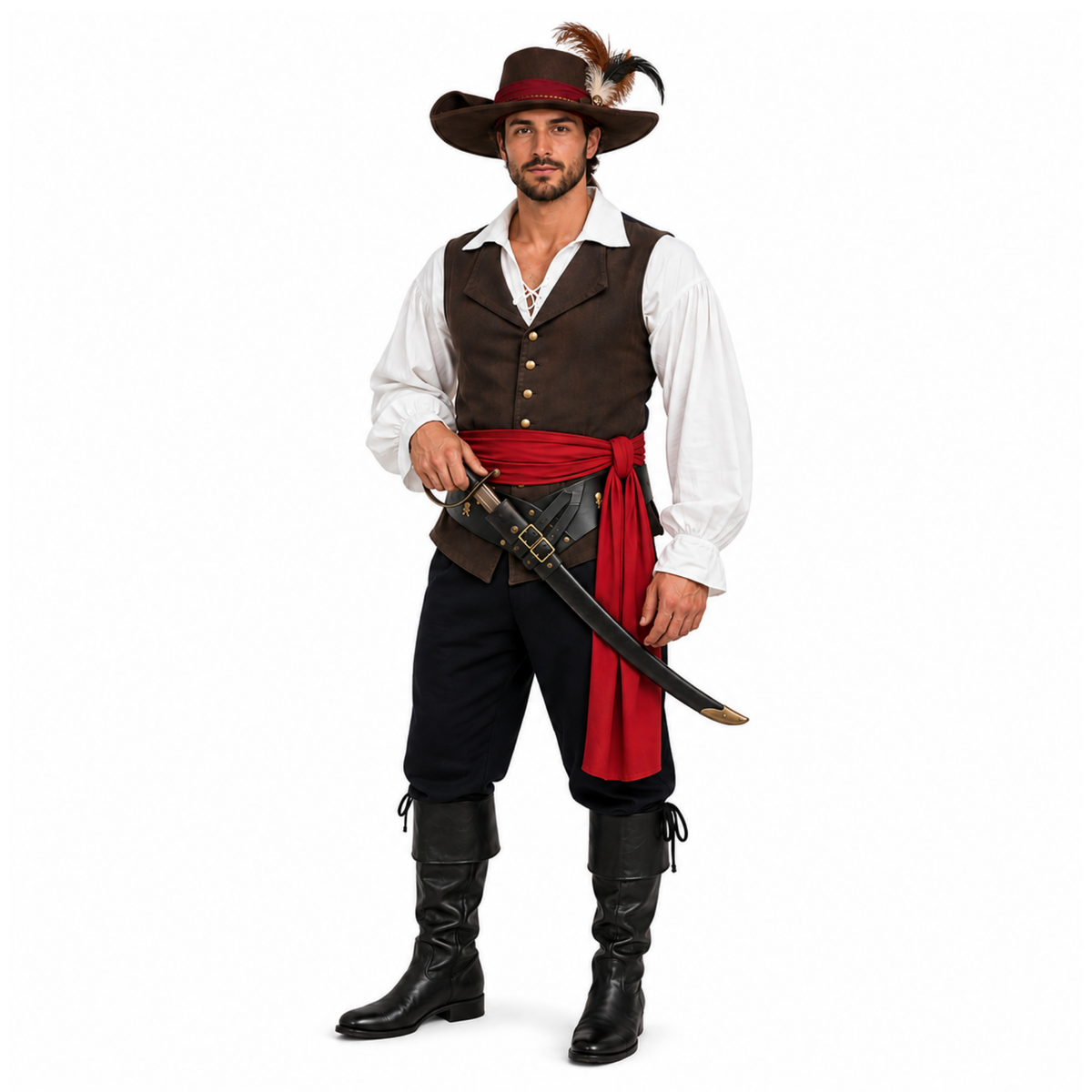 Pirate Leather Belt with Sword Holder