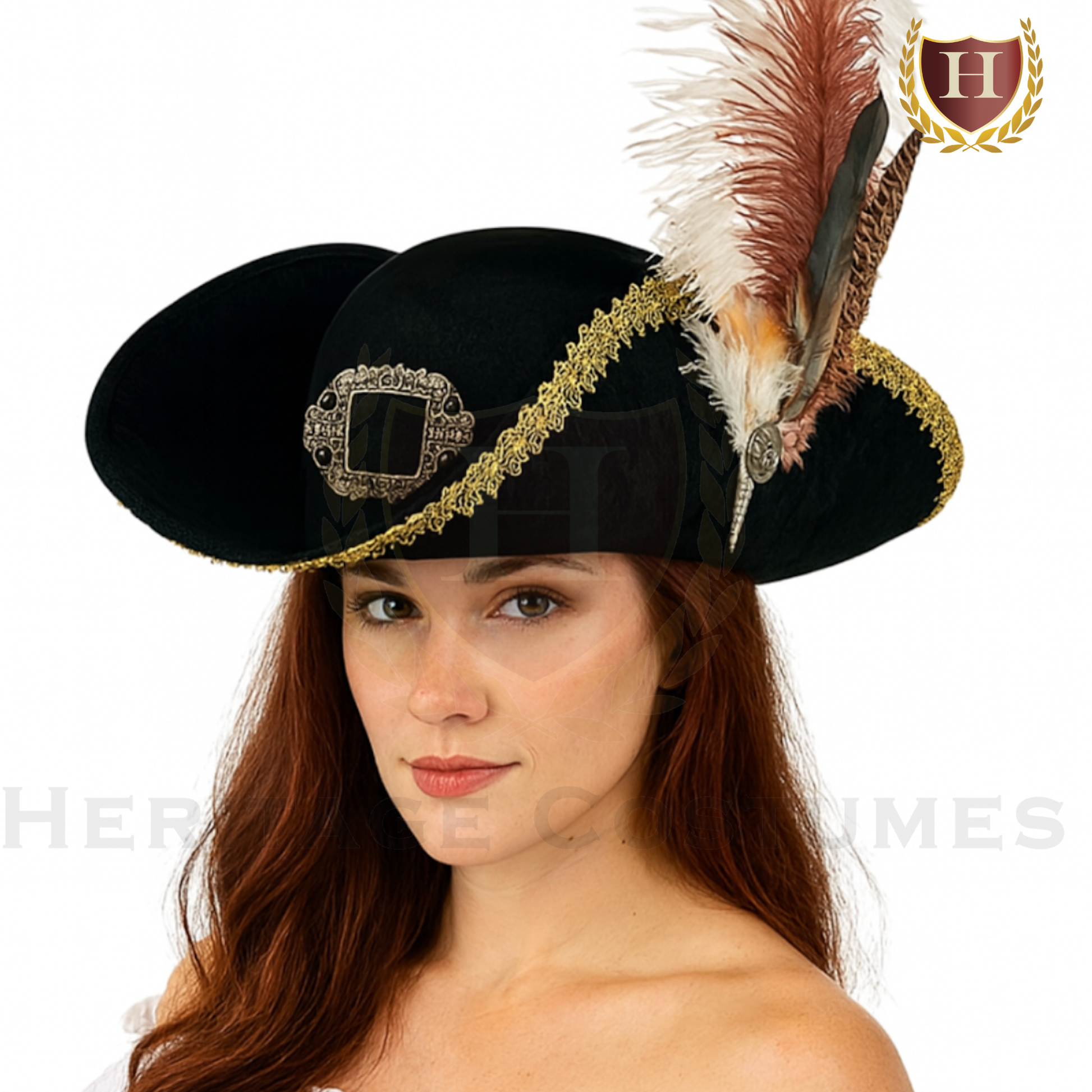 Queen of the Seas Buccaneer Hat – Adjustable Wide-Brim Pirate Hat