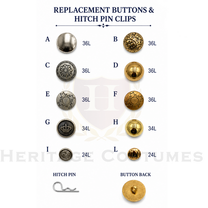 Colonial Costume Replacement Button Sets