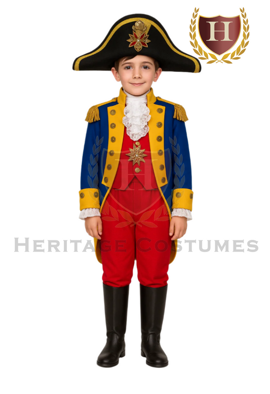 Children's General Rochambeau Revolutionary War Officer Uniform, Children's French Revolutionary War General Uniform