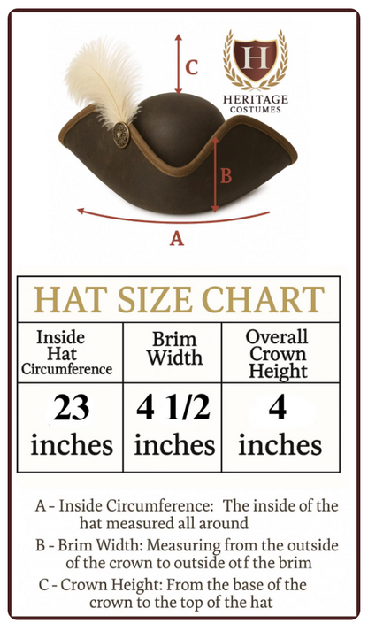Colonial Captain's Hat. Colonial Tricorn Hat