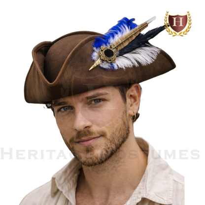 Swashbuckler Pirate Hat, Buccaneer Tricorn Hat