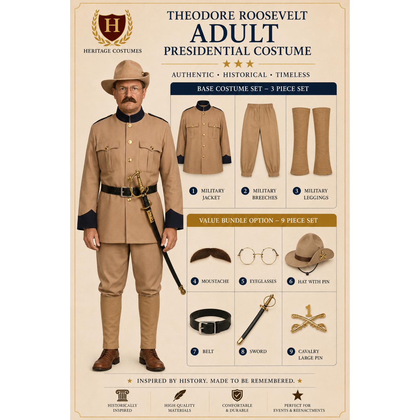 Theodore "Teddy" Roosevelt Rough Rider Adult Costume