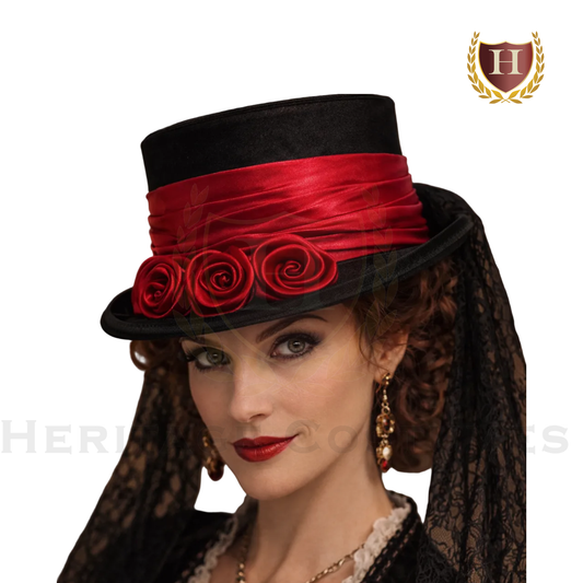 Victorian Ladies Short Top Riding Hat with Tail