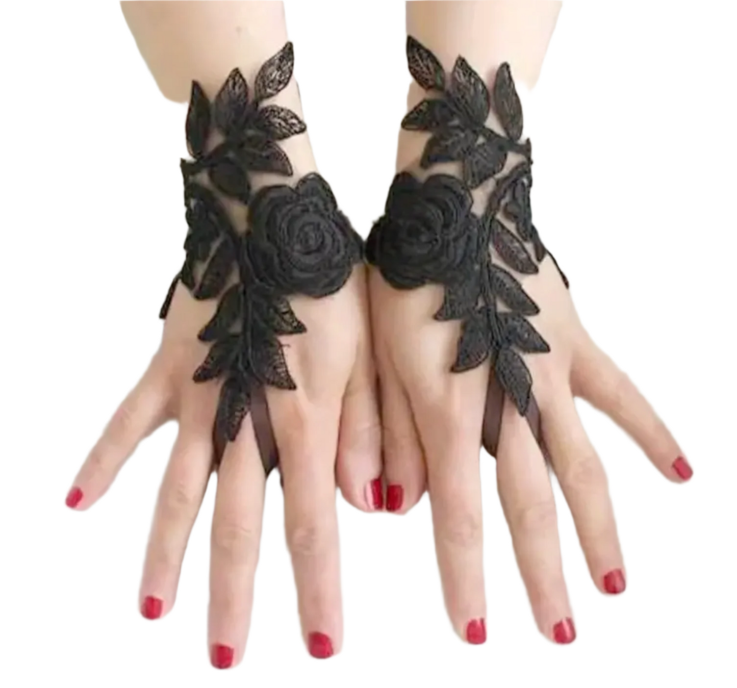 Victorian Gothic vampire gloves – Delicate lace gloves with intricate detailing, perfect for vampire, gothic, and 19th-century historical costumes.