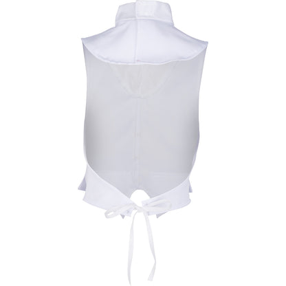 Back view of the white colonial military waistcoat, showcasing its classic design and tailored fit, perfect for historical reenactments and Revolutionary War costumes.