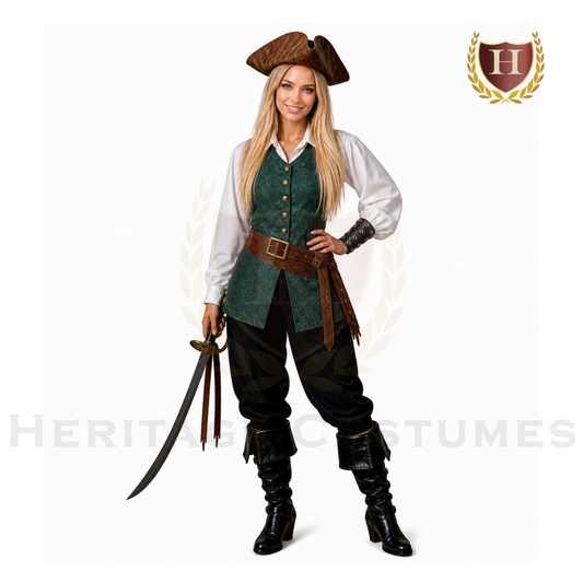 Women’s Colonial Brocade Waistcoat Pirate Vest