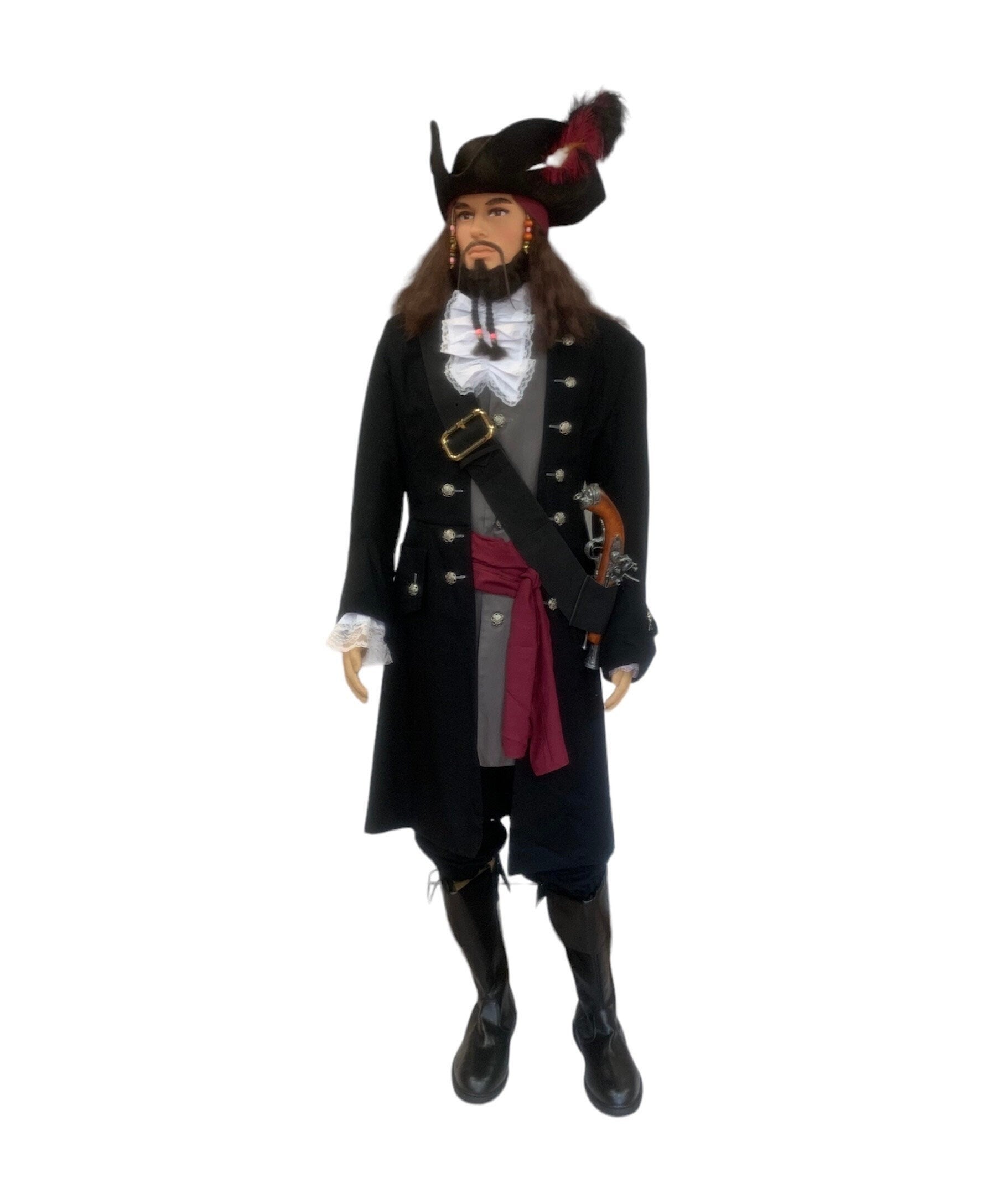 Men's Pirate Frock Coat, Buccaneer Captain's Jacket, Caribbean Pirate Coat