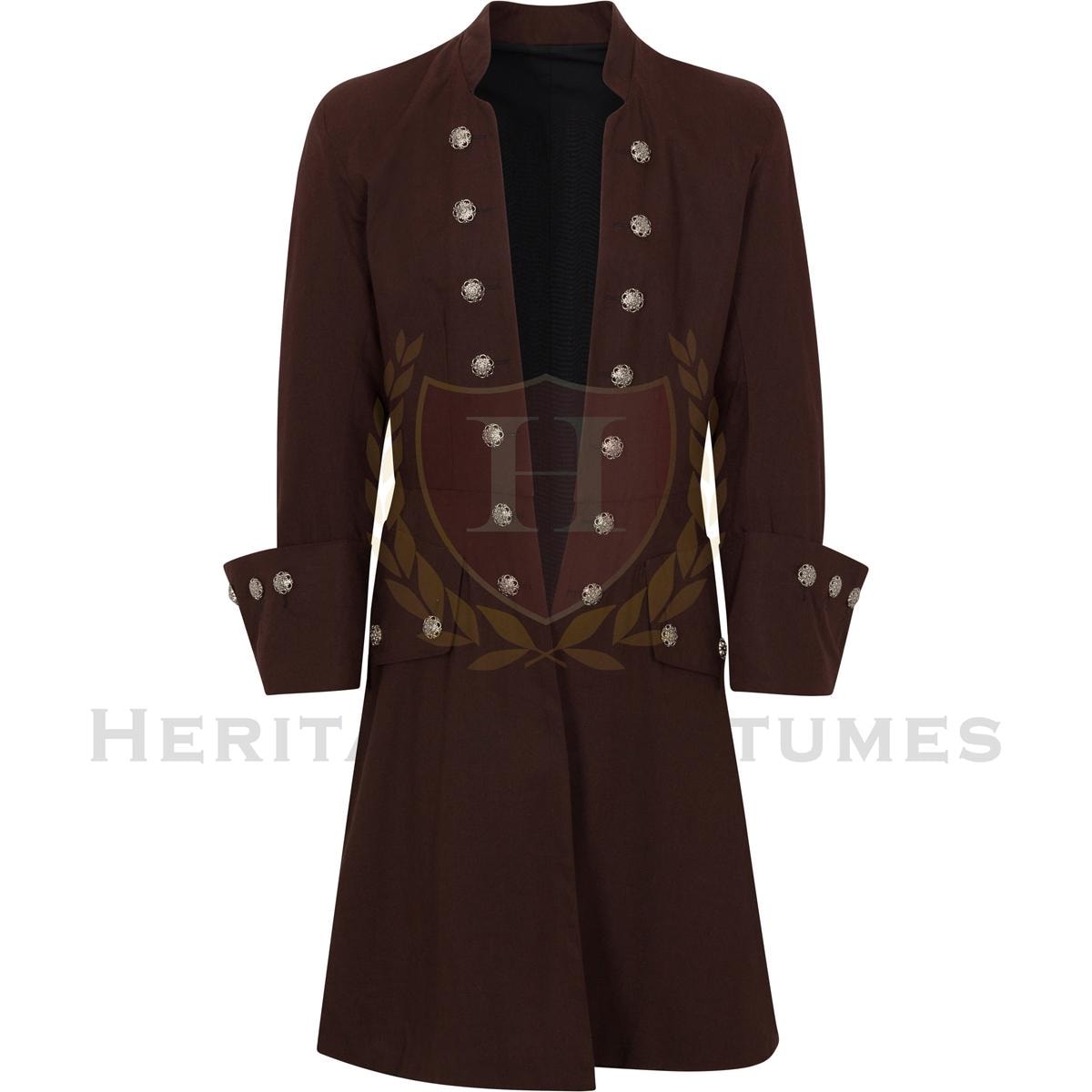 Men's Pirate Frock Coat, Buccaneer Captain's Jacket, Caribbean Pirate Coat