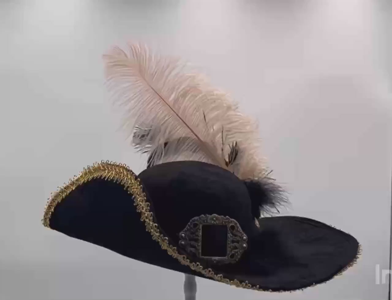 Queen of the Seas Buccaneer Hat – Adjustable Wide-Brim Pirate Hat with Feather & Gold Trim