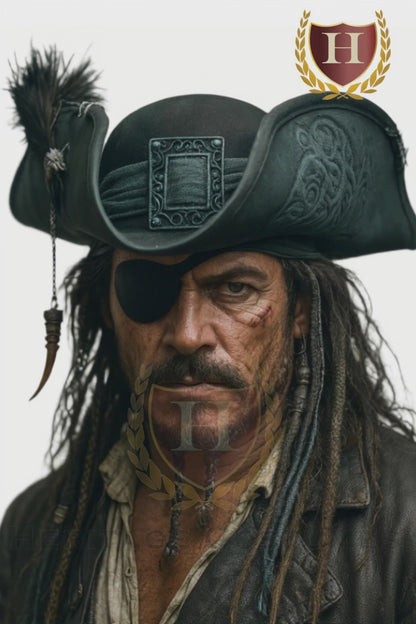 Deluxe Pirate Kraken Tricorn Hat – Tentacle Embossed, Feathered, Nautical-Themed Costume Accessory