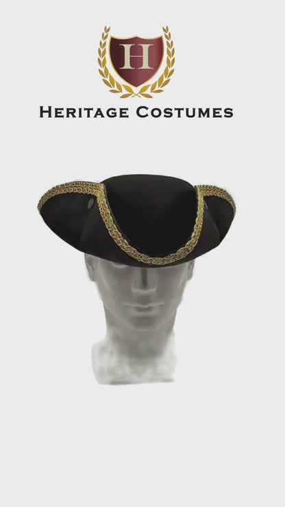 Colonial Tricorn Hat, 18th Century Colonial Hat, Revolutionary War Hat