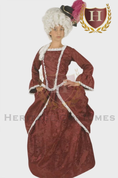 Marie Antoinette Queen of France Costume – 18th Century Colonial Dress for Girls