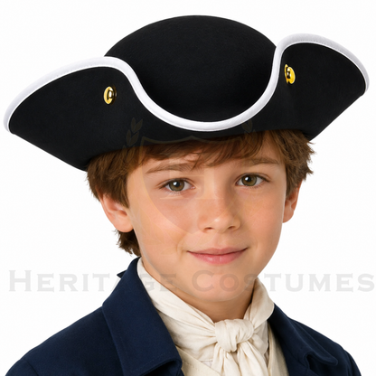 Children's Deluxe Colonial Tricorn Hat – Revolutionary War Costume Hat