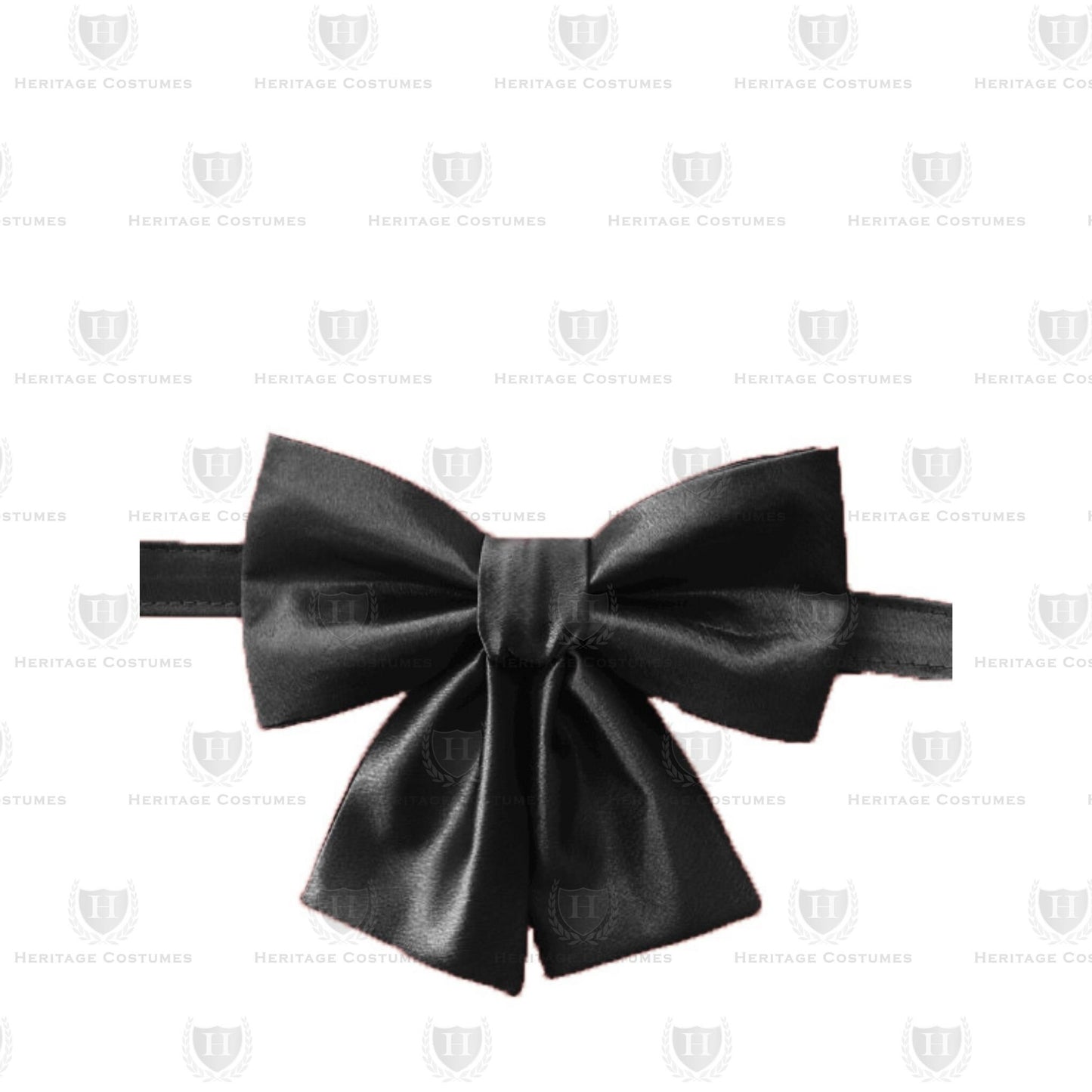 Elegant satin floppy tie with adjustable neckband and a secure metal hook-and-ring closure, offering a comfortable and stylish fit for formal or vintage-inspired attire.