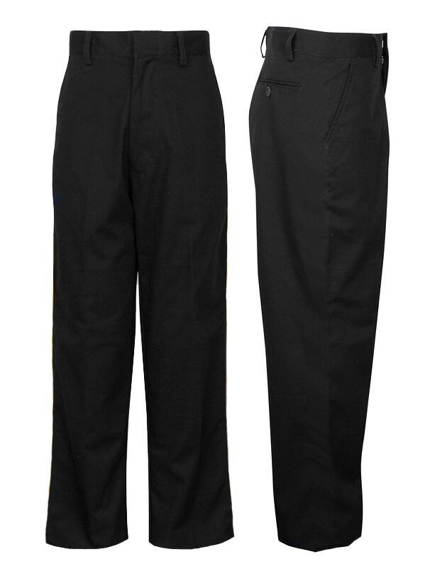 Black Victorian Children's Trousers featuring a classic 19th-century design with a zipper front, button closure, and adjustable elastic waistband, perfect for historical reenactments, theatrical performances, and Victorian-era costumes.