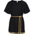 Authentic black Roman/Grecian short tunic made from high-quality gabardine fabric, featuring Greek-inspired trim and a gold rope belt. Perfect for historical reenactments, toga parties, theatrical performances, and ancient warrior or senator costumes.
