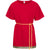 Authentic red Roman/Grecian short tunic made from high-quality gabardine fabric, featuring Greek-inspired trim and a gold rope belt. Perfect for historical reenactments, toga parties, theatrical performances, and ancient warrior or senator costumes.