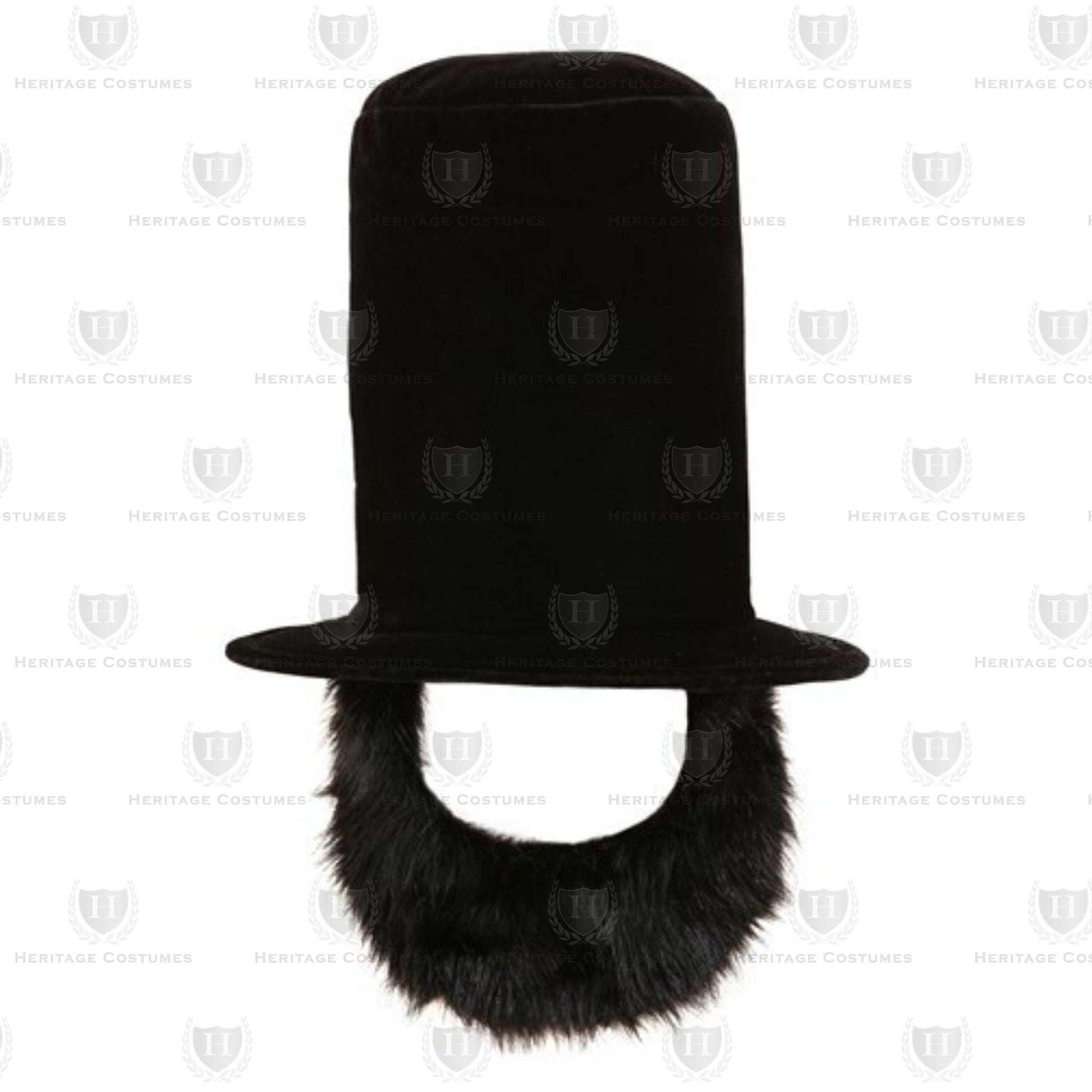 Collapsible felt stovepipe hat with an attached beard, designed to replicate Abraham Lincoln’s iconic look. Made from luxurious velvet material with an internal size adjuster for a comfortable fit. Perfect for historical reenactments, Presidents’ Day, and educational events.