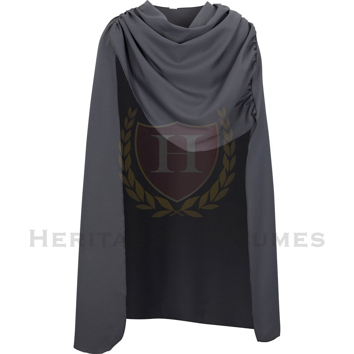 Grey Achilles Greek Warrior Cloak featuring a flowing design made from durable fabric, inspired by ancient Greek battle attire, perfect for historical reenactments, cosplay, and Trojan War-themed costumes.
