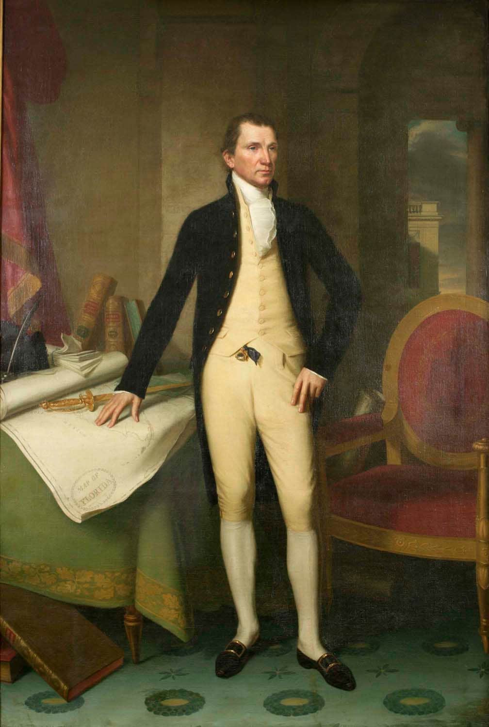 Portrait of James Monroe, the 5th President of the United States and Founding Father, known for the Monroe Doctrine and his contributions to early American history.