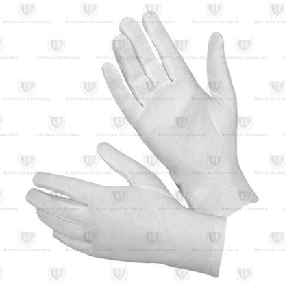 White officer's dress gloves, a classic accessory worn as part of a military dress uniform for formal events and ceremonies, featuring a clean and polished design