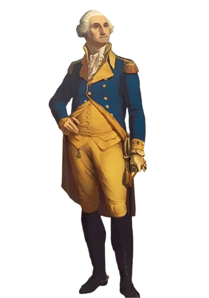 Formal portrait of George Washington, the first President of the United States and Commander-in-Chief of the Continental Army during the American Revolutionary War. Depicted in 18th-century attire.