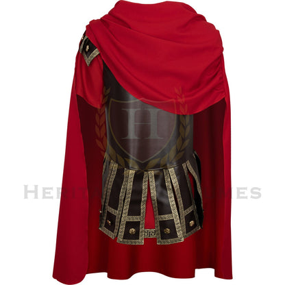 Red Roman cloak, crafted from durable heavy poly gabardine fabric. Designed with a slip-over-the-head fit, draping elegantly over the shoulders. A historical garment inspired by the pallium and lacerna, perfect for Roman reenactments, theatrical performances, and historical cosplay.