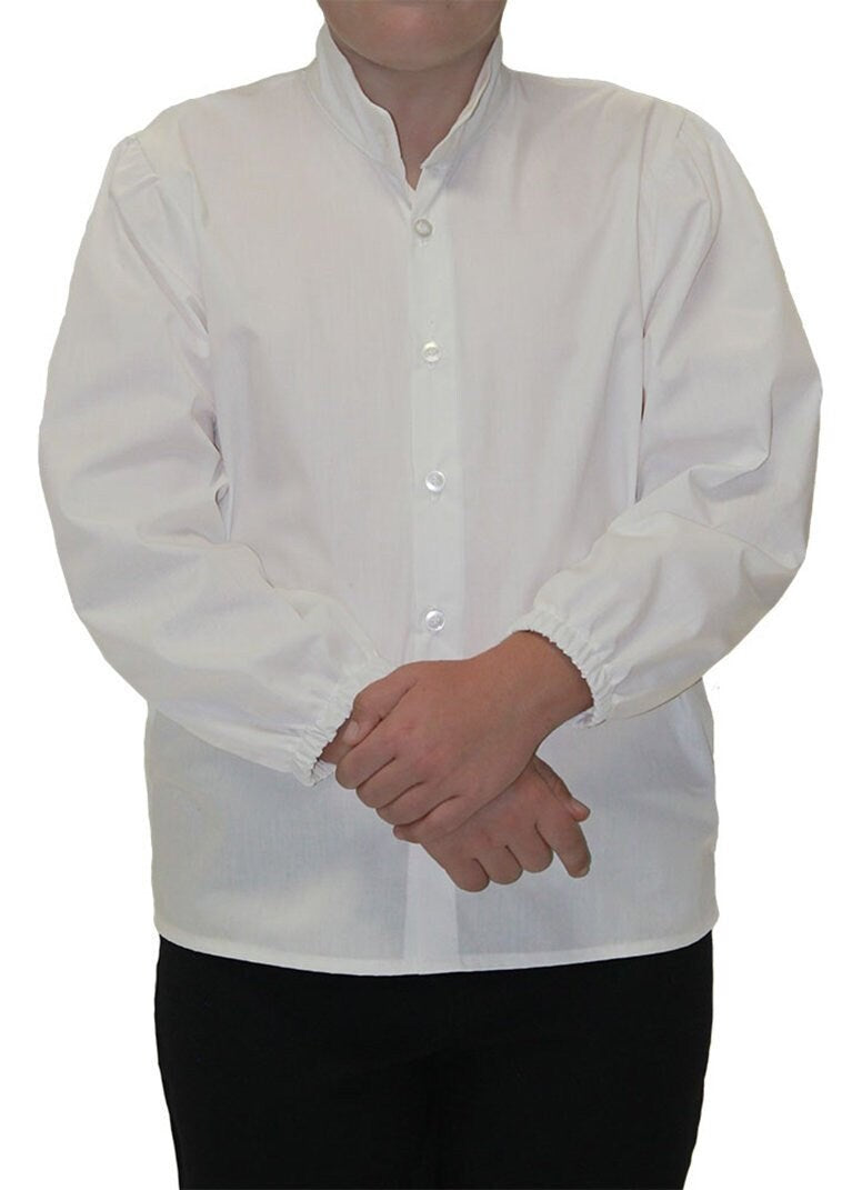 Children's Colonial Shirt Mandrin Collar In White