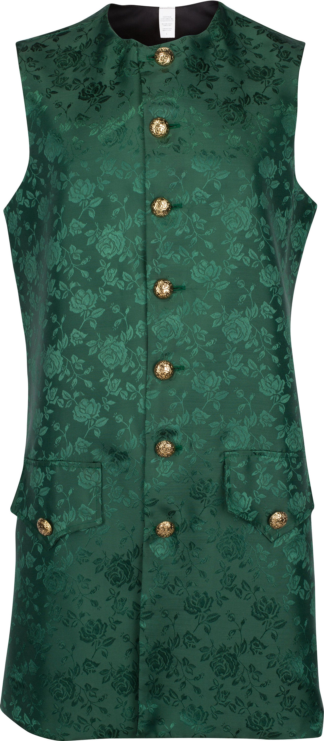 Colonial Men's Long Vested Brocade Waistcoat