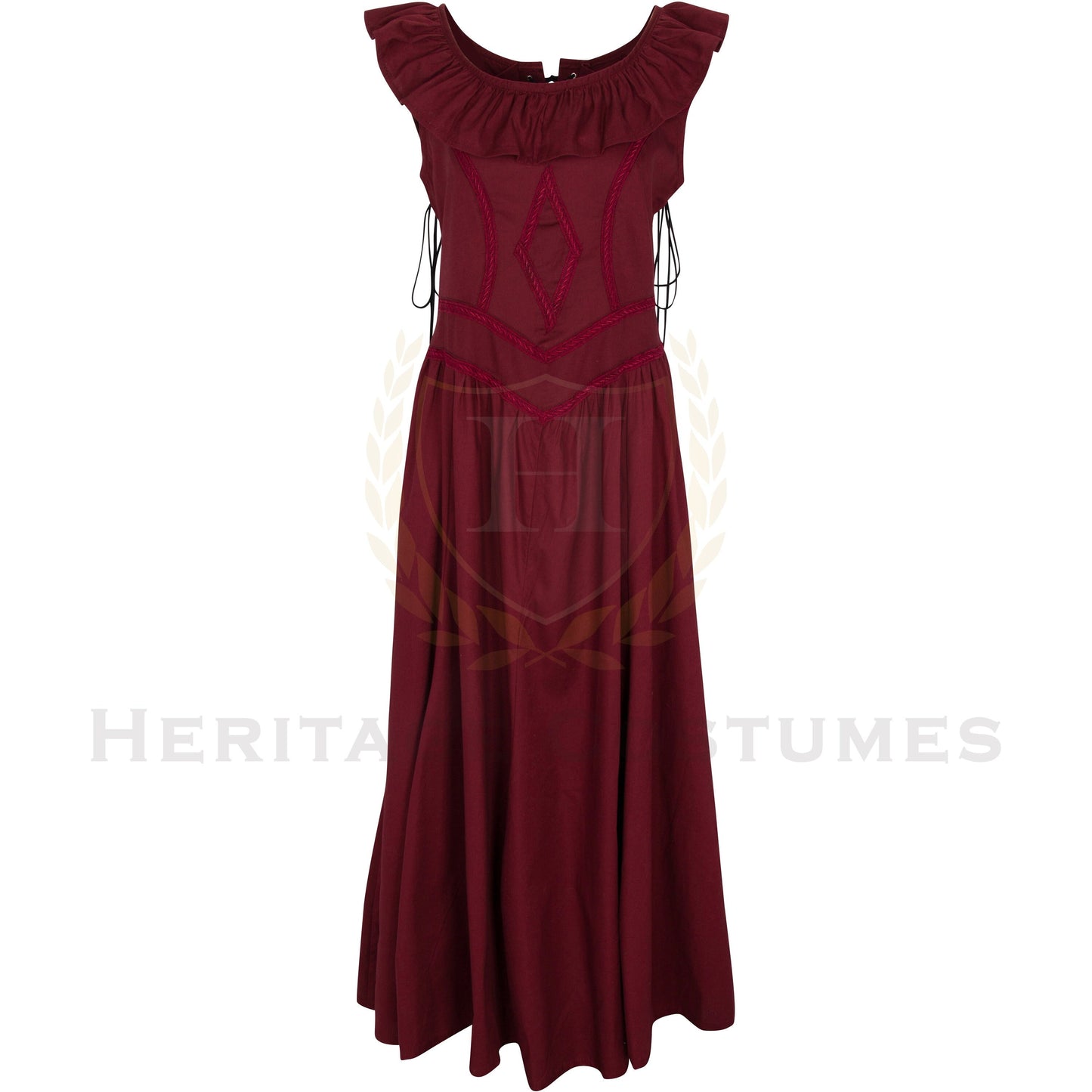red renaissance dress Medieval Cotton Lace up Renaissance Dress Black / 3X