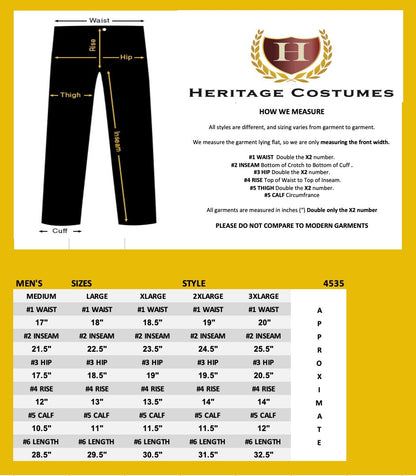 Pirate Breeches, Renassiance Pants, Medieval trousers