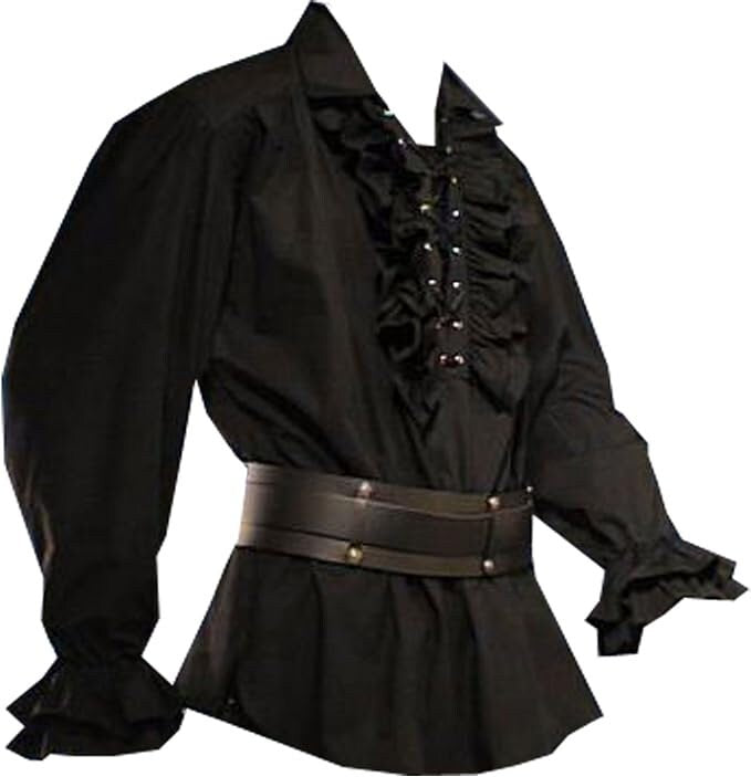 Ruffled Pirate Shirt, Renaissance Mens Men's Medieval