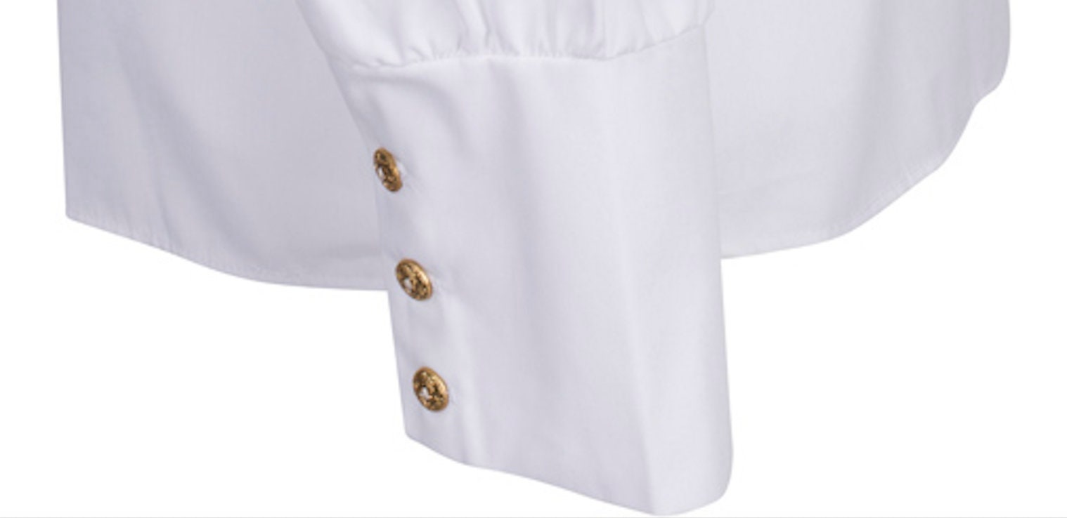 White Pirate Shirt, Buccaneer Shirt, Full Sleeve Men's Pirate Blouse